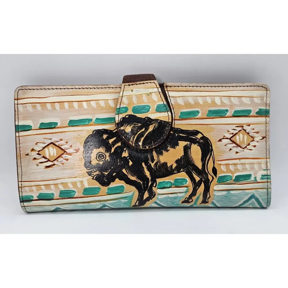 American Darling Magnet Snap Buffalo Wallet Genuine Leather New No Wrist Strap